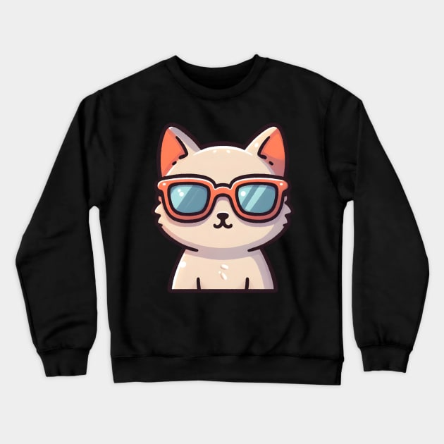 Cool Cat with Trendy Sunglasses Crewneck Sweatshirt by Umbrella Studio